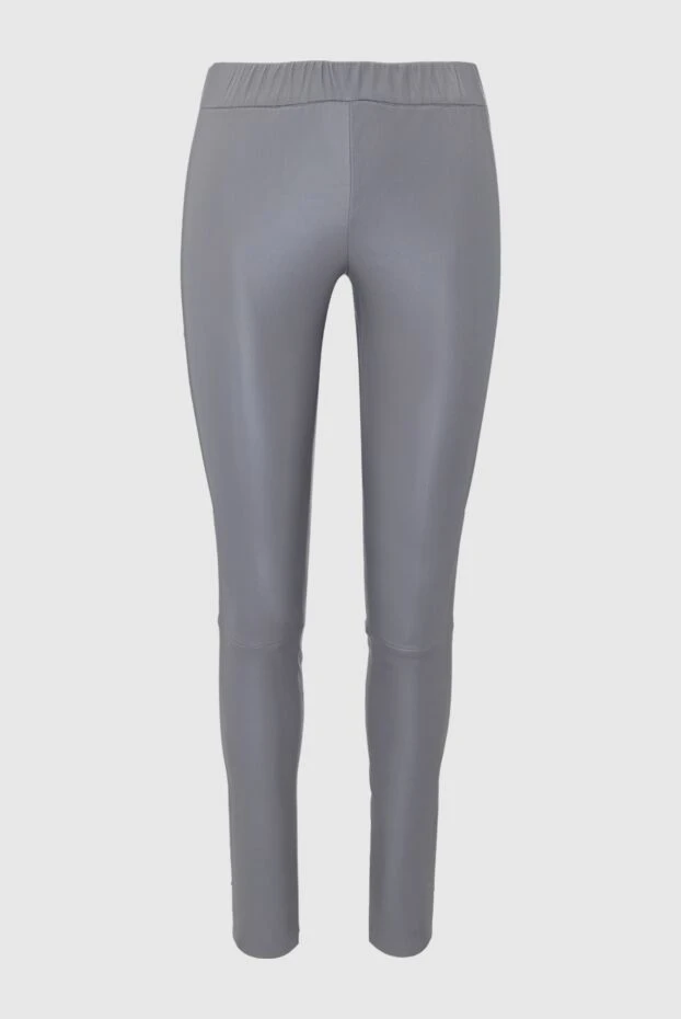 Women's leather pants in gray, tight-fitting