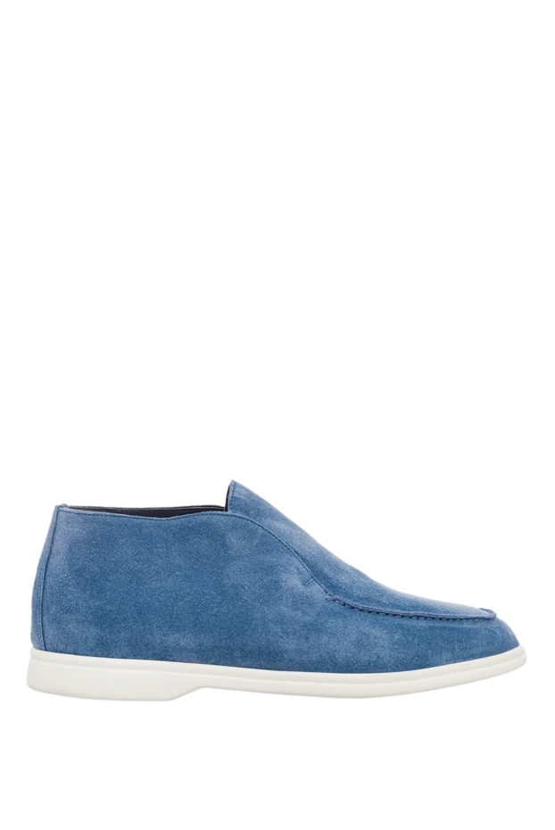 Blue suede loafers for men