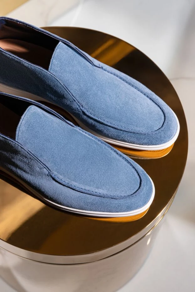 Лофери з високим верхом замшеві блакитні чоловічі - фото 2