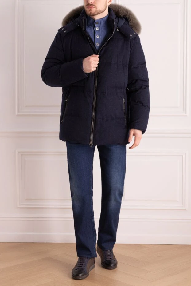 Corneliani man down jacket men's cashmere blue buy with prices and photos 163319 - photo 2