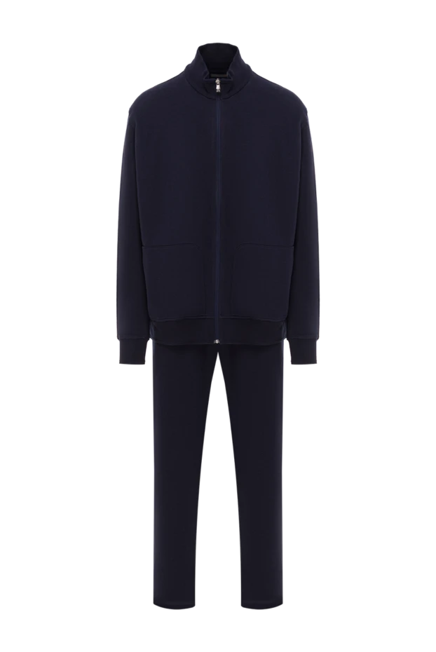 Костюм спортивный темно-синий с воротником-стойкой мужской - фото 1