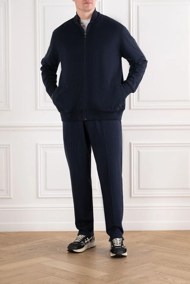 Corneliani mens dark blue tracksuit with stand-up collar 163330 - photo 2