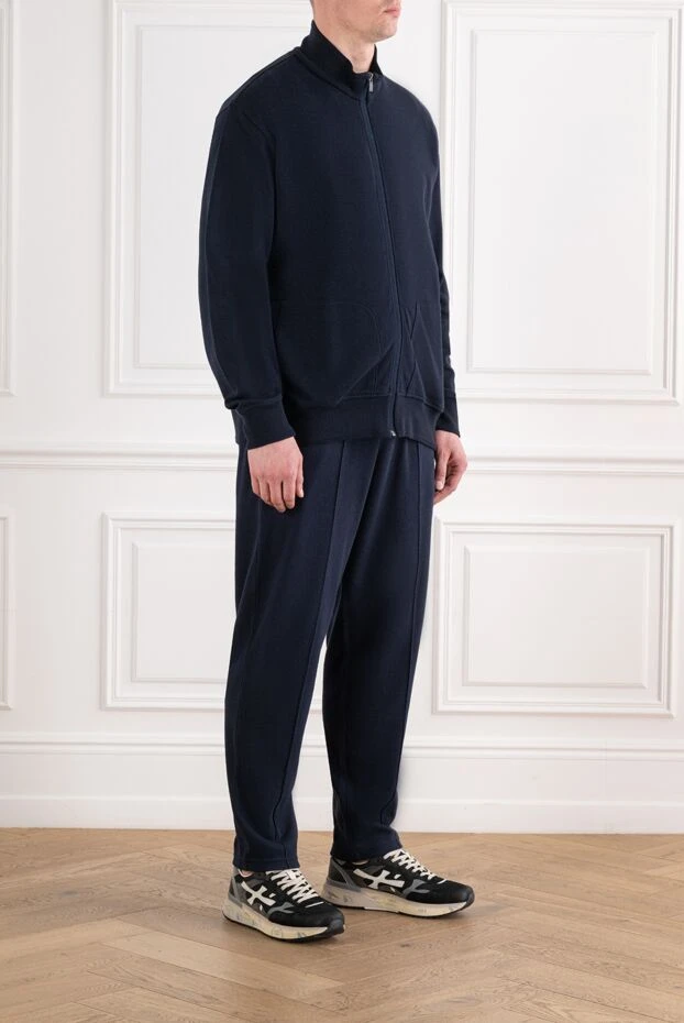 Corneliani mens dark blue tracksuit with stand-up collar 163330 - photo 3