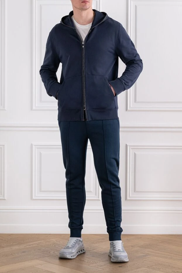 Corneliani костюм спортивний синій з капюшоном і штанами-джогерами чоловічий 163331 - фото 2