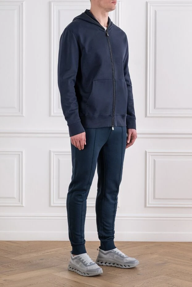 Corneliani костюм спортивний синій з капюшоном і штанами-джогерами чоловічий 163331 - фото 3
