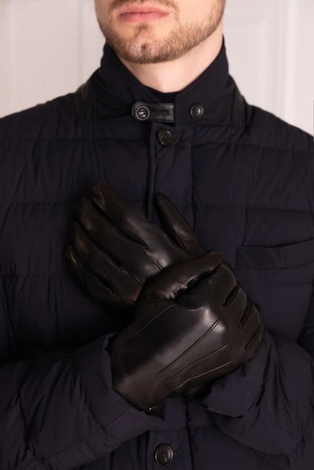 Corneliani man black leather gloves for men 163345 - photo 2