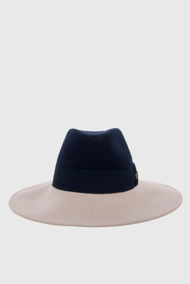 Women's blue hat with beige brim