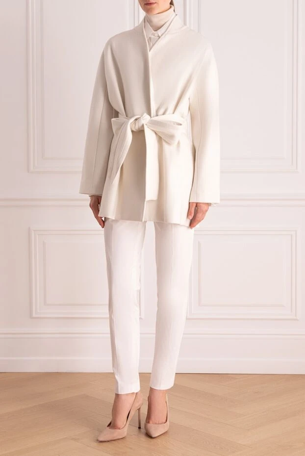 Lorena Antoniazzi woman women's white cashmere and wool coat buy with prices and photos 163405 - photo 2