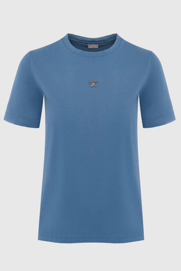 Lorena Antoniazzi smooth blue cotton t-shirt with a discreet style and branded emblem 195507 - photo 1