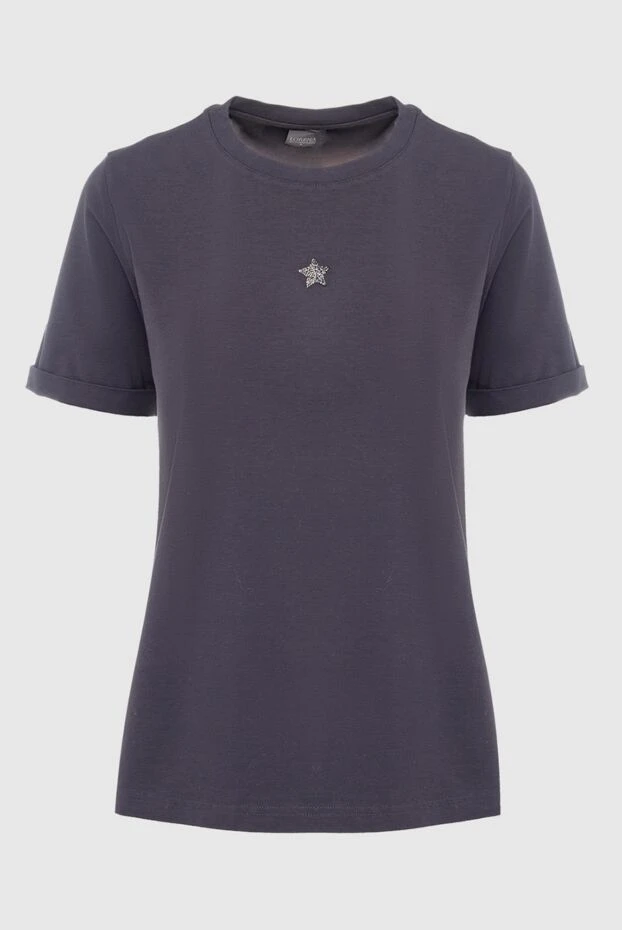 Lorena Antoniazzi basic grey cotton t-shirt with star decoration on the chest 196906 - photo 1