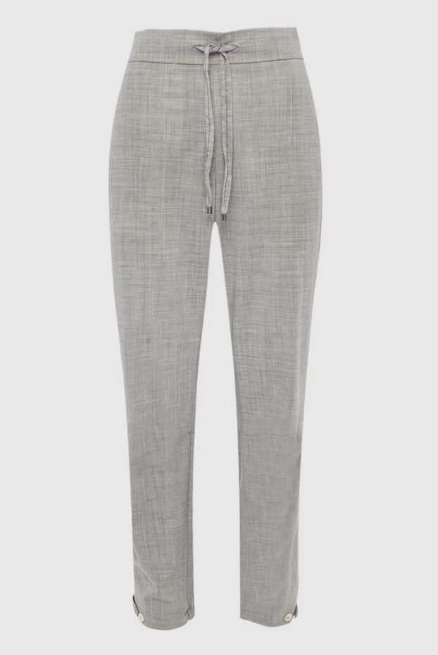 Women's pants with drawstring and buttons at the bottom gray