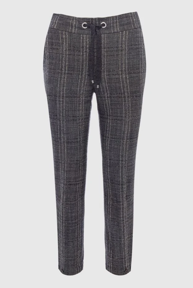 Lorena Antoniazzi women's checkered print pants with drawstring gray 163454 - photo 1