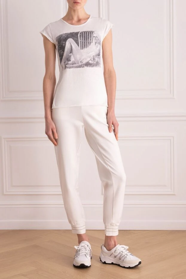 Lorena Antoniazzi жіночі штани з бавовни білі жіночі купити фото з цінами 163465 - фото 2