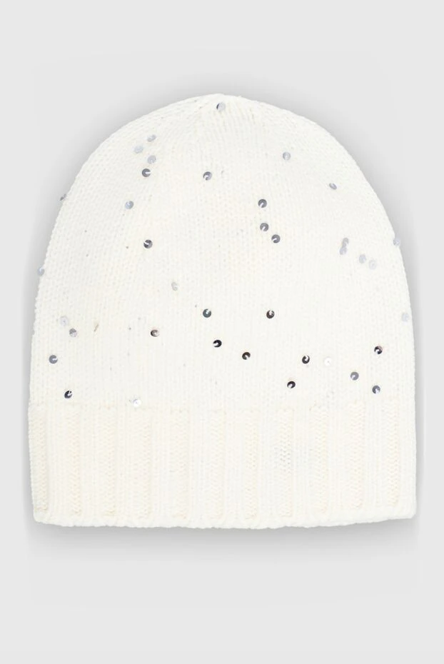 White beanie hat for women with sequins