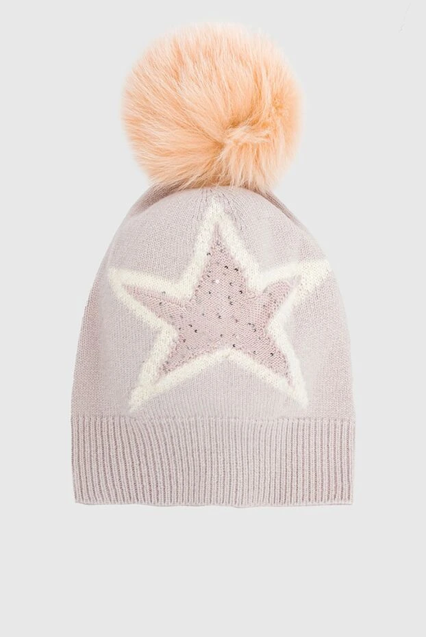 Lorena Antoniazzi gray women's hat with a large pompom and a star in sequins 163512 - photo 1