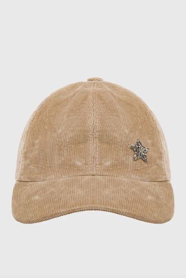 Lorena Antoniazzi beige corduroy cap for women with crystals in the shape of a star 163514 - photo 1