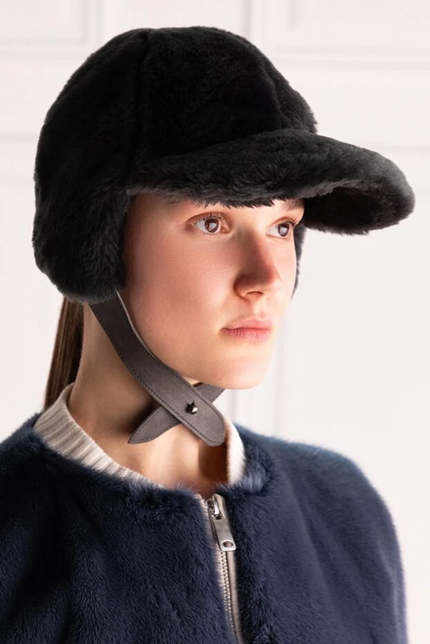 Lorena Antoniazzi woman gray cotton and leather cap for women buy with prices and photos 163517 - photo 2