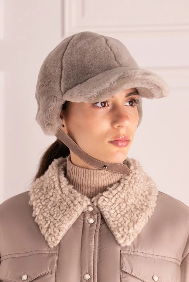 Lorena Antoniazzi woman beige cotton and leather cap for women 163518 - photo 2