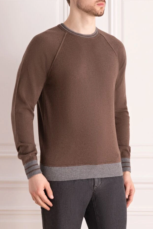 Cesare di Napoli man wool long sleeve polo brown for men 163992 - photo 3