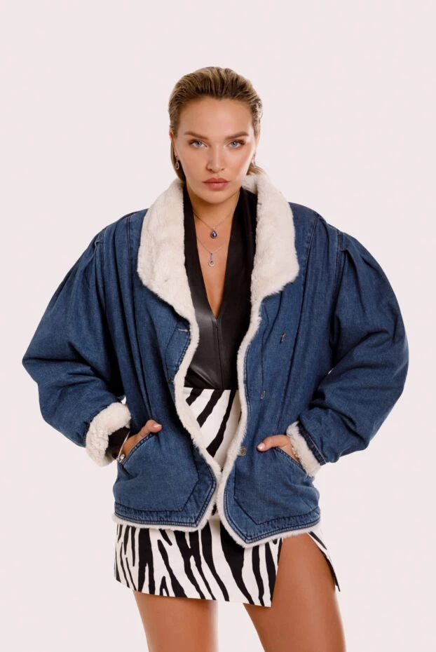 Isabel Marant джинсовий жакет на хутрі з асиметричною застібкою та кишенями 163671 - фото 2