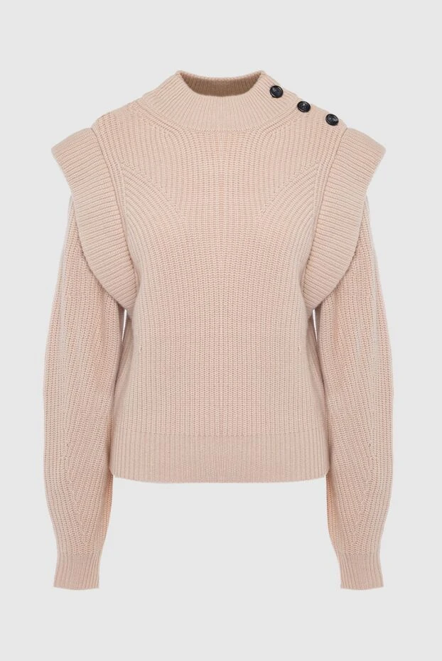 Beige wool and cashmere sweater for women