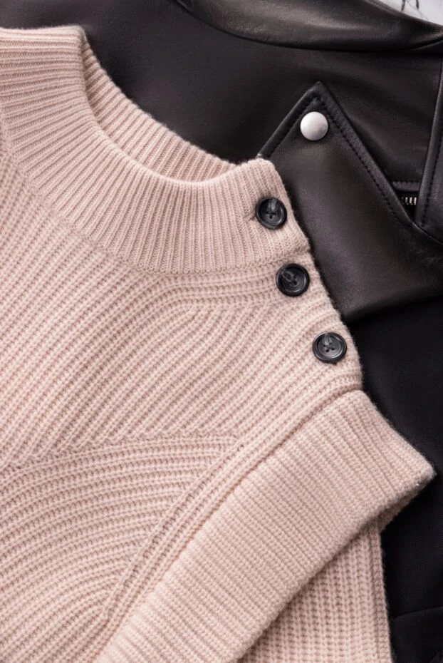 Isabel Marant milky colored jumper with voluminous shoulders and large knit beige 163676 - photo 2