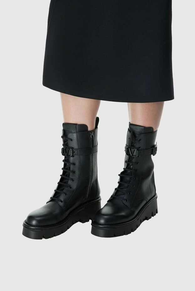 Valentino жіночі черевики зі шкіри чорні жіночі купити фото з цінами 163771 - фото 2