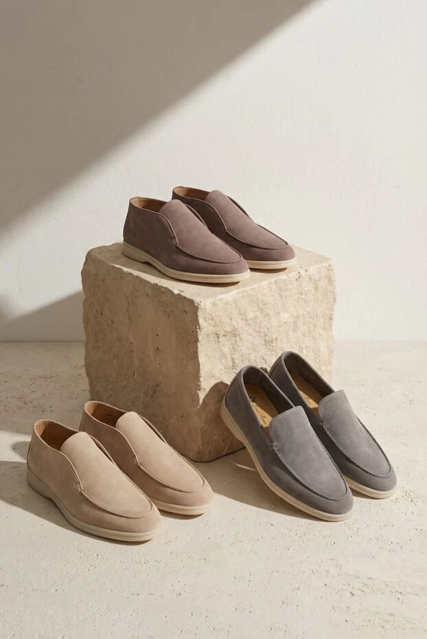 Loro Piana нубукові лофери чоловічі бежеві з м'якою підошвою. 163810 - фото 2