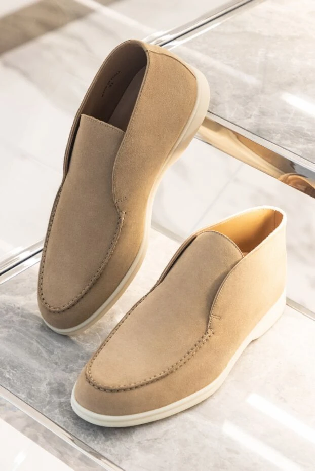 Loro Piana men's beige nubuck loafers with soft soles 163810 - photo 2