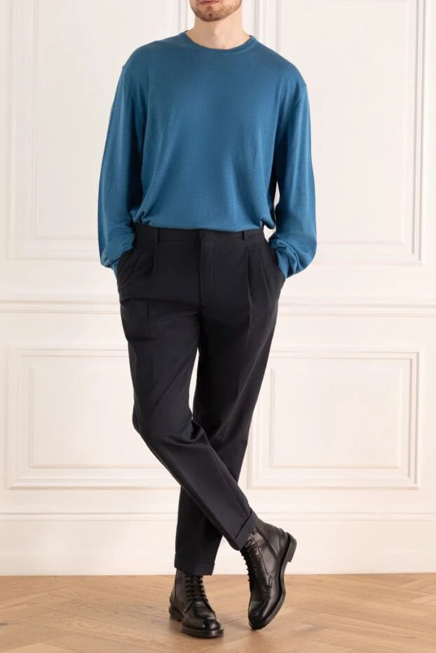Loro Piana man blue cotton trousers for men buy with prices and photos 163844 - photo 2