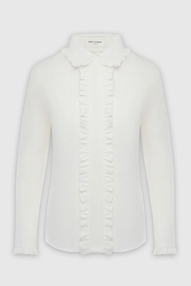 Saint Laurent женские блуза из хлопка белая женская купить с ценами и фото 163911 - фото 1