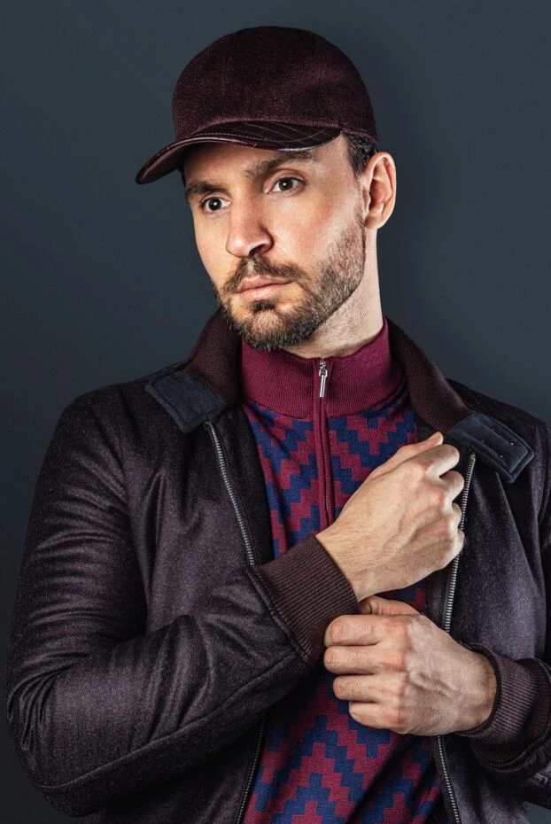 Cesare di Napoli cap made of alligator leather and cashmere burgundy for men 163933 - photo 2