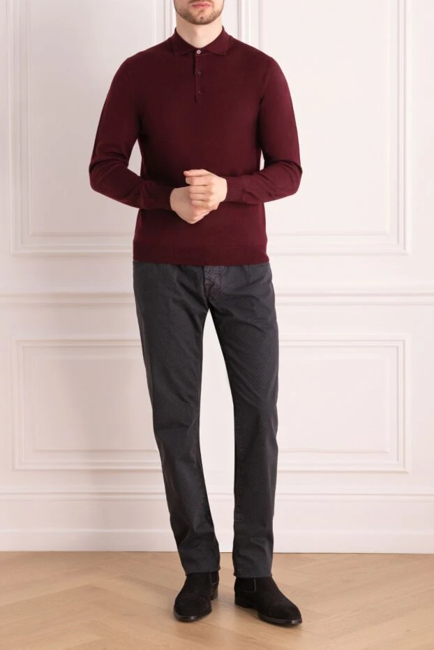 Cesare di Napoli man wool long sleeve polo burgundy for men buy with prices and photos 163986 - photo 2