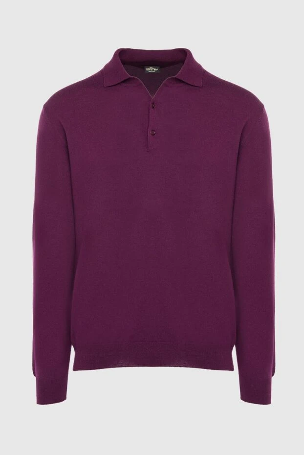 Cesare di Napoli long-sleeved wool polo with burgundy men's sleeves 163988 - photo 1