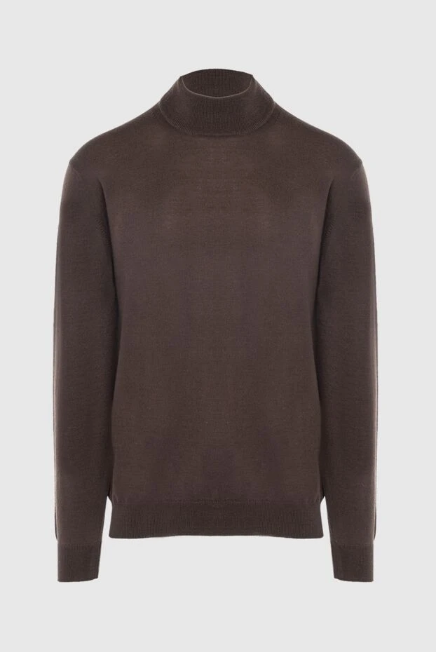 Cesare di Napoli man men's jumper with a high stand-up collar, brown wool buy with prices and photos 164012 - photo 1