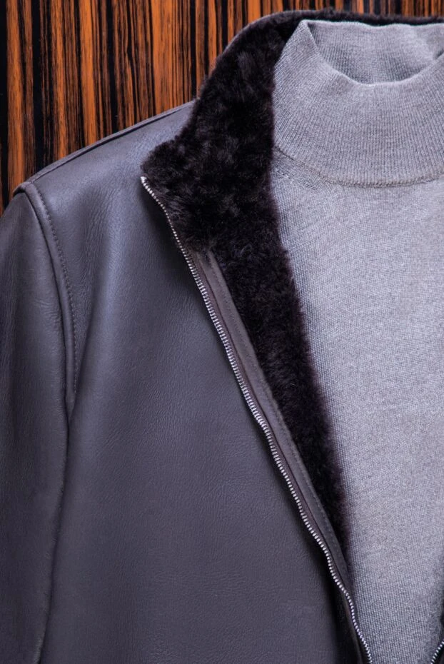 Cesare di Napoli mens fitted brown wool jumper with a high stand-up collar 164016 - photo 2