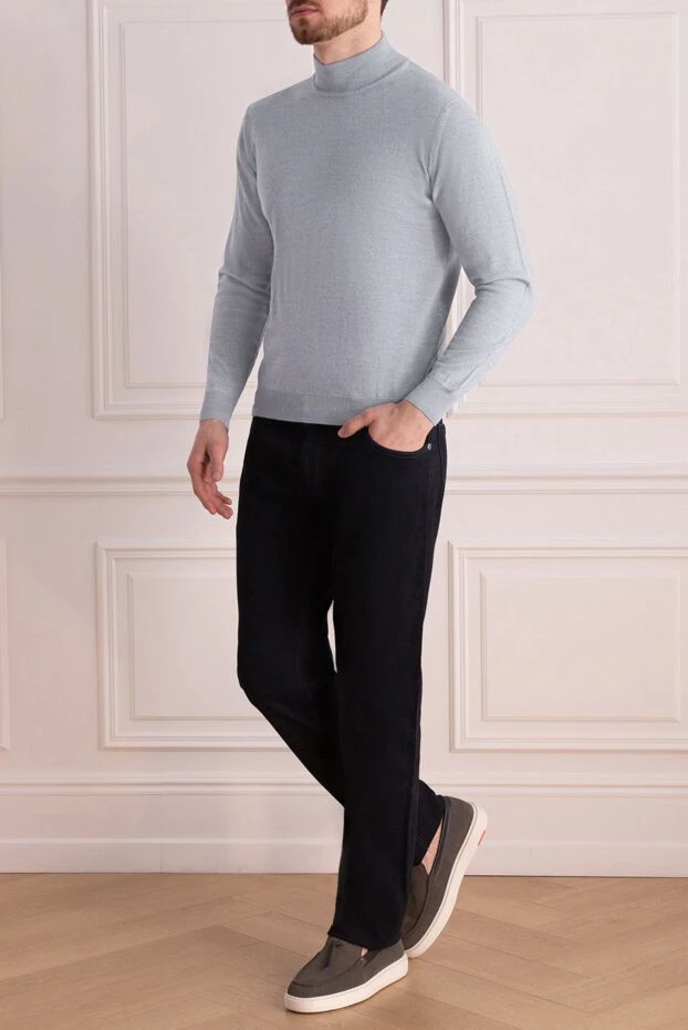 Cesare di Napoli man men's jumper with a high stand-up collar made of wool, gray buy with prices and photos 164017 - photo 2