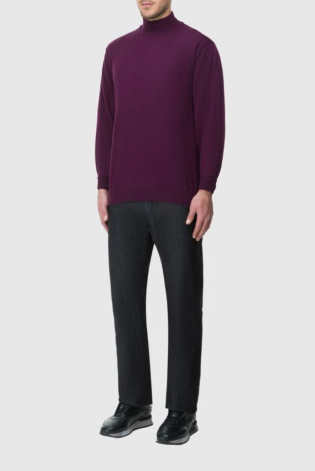 Cesare di Napoli man men's jumper with a high stand-up collar, burgundy wool buy with prices and photos 164018 - photo 2