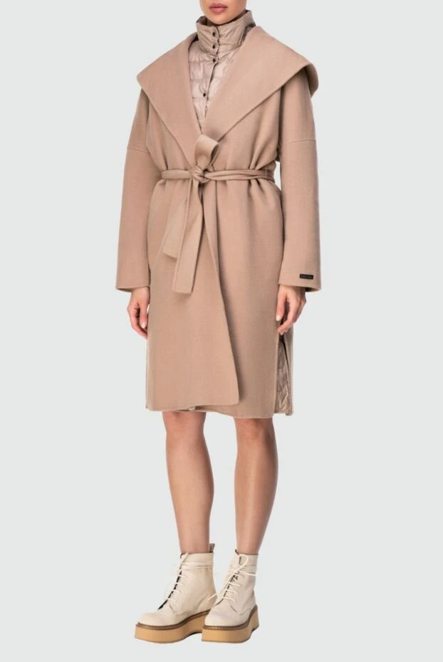 Peserico woman women's beige wool and cashmere coat 164062 - photo 2