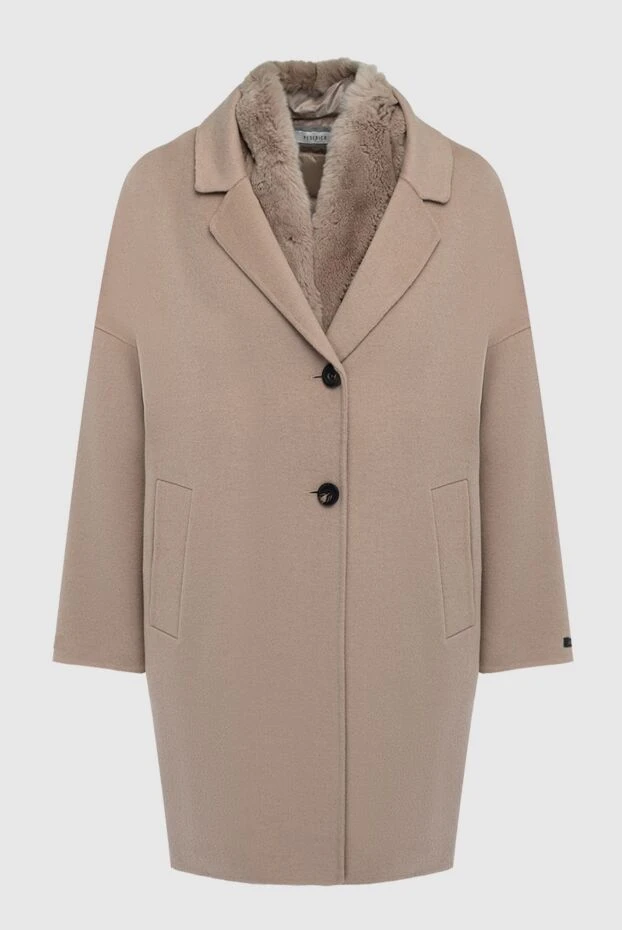 Beige wool and cashmere coat for women