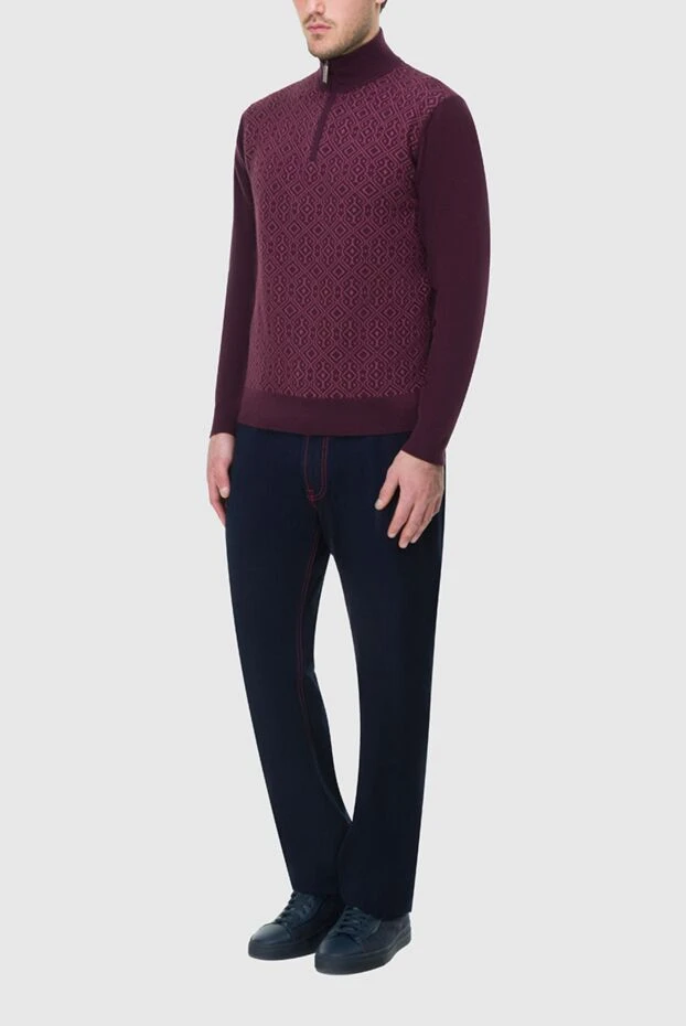 Stefano Ricci тройер з кашеміру та шовку бордовий чоловічий 164076 - фото 2