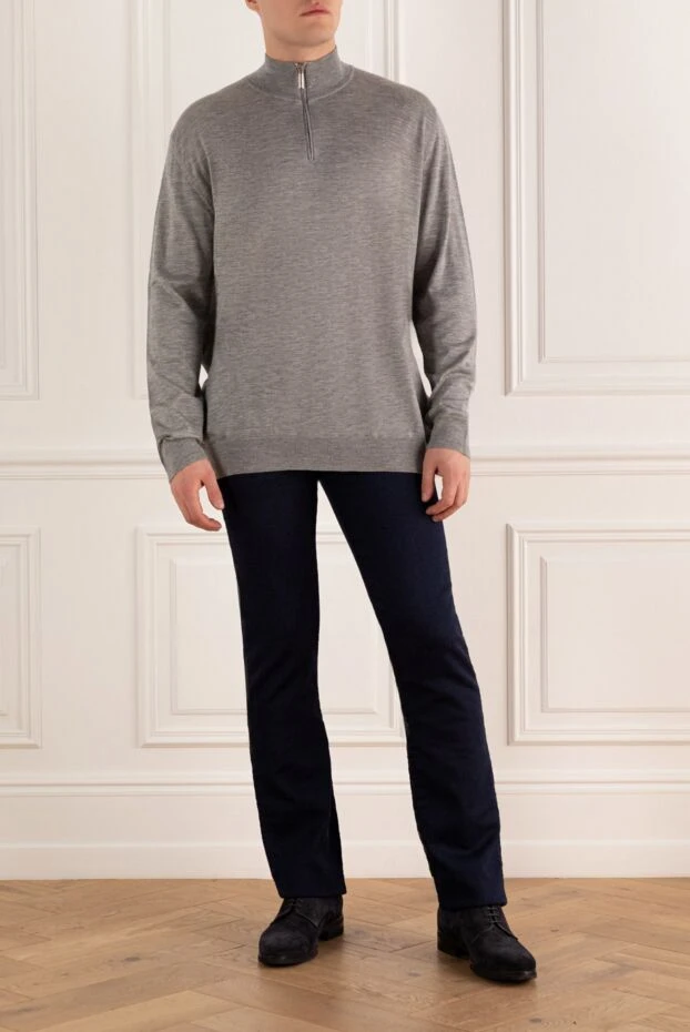 Stefano Ricci тройер з кашеміру та шовку сірий чоловічий 164082 - фото 2