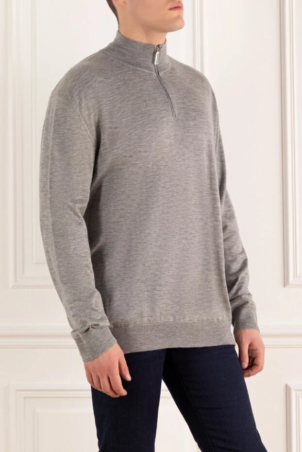Stefano Ricci тройер з кашеміру та шовку сірий чоловічий 164082 - фото 3