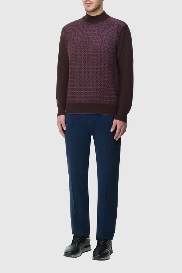 Stefano Ricci джемпер из кашемира и шелка бордовый мужской 164092 - фото 2