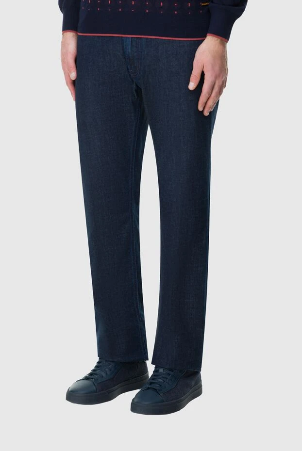 Stefano Ricci джинси з бавовни та еластану сині чоловічі 164104 - фото 2