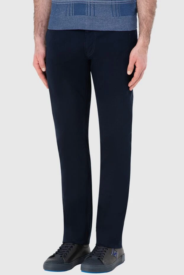 Blue cotton and elastane jeans for men - photo 2