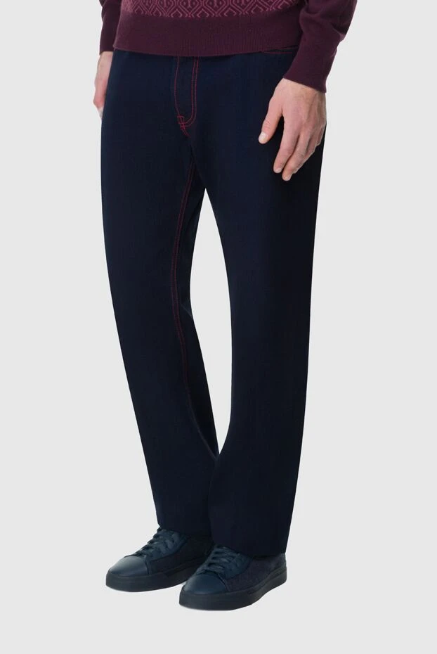 Джинси з бавовни та еластану сині чоловічі - фото 2