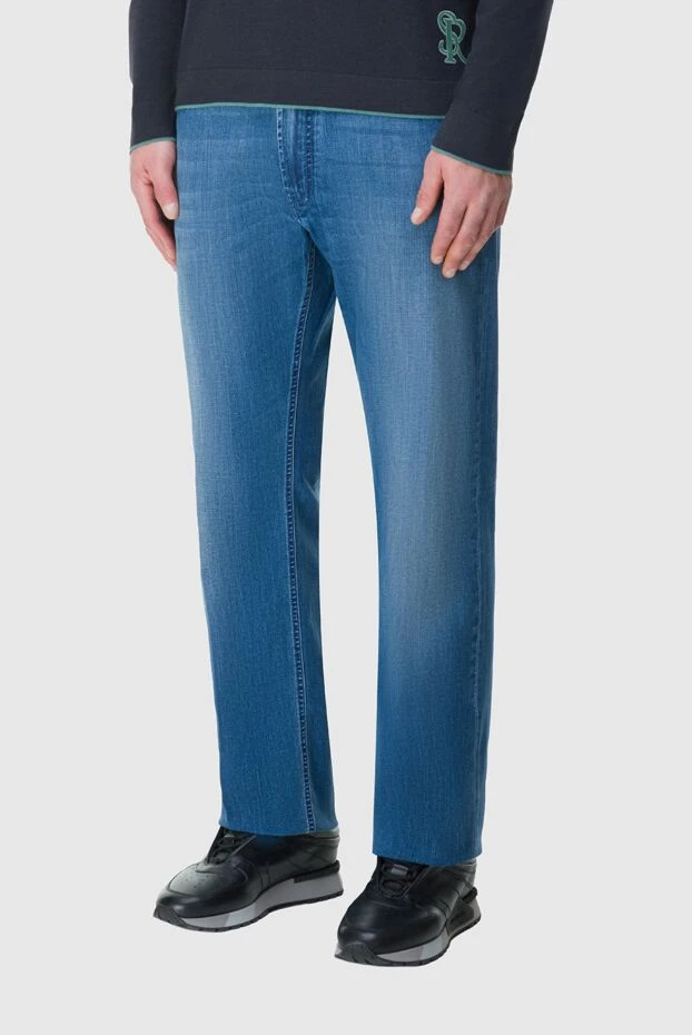 Stefano Ricci джинси з бавовни та еластану сині чоловічі 164119 - фото 2