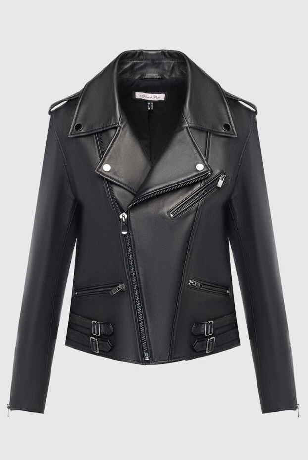 Black genuine leather jacket for women