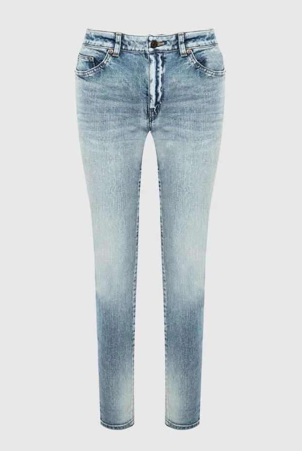 Saint Laurent light blue women's skinny jeans with distressed effect 164198 - photo 1